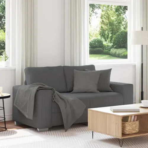 Canapé Causeuse Gris Foncé 120 Cm Tissu Velours Côtelé