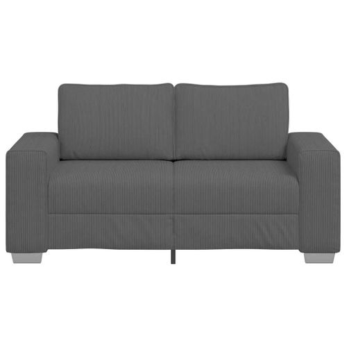 Canapé Causeuse Gris Foncé 120 Cm Tissu Velours Côtelé