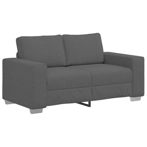 Canapé Causeuse Gris Foncé 120 Cm Tissu Velours Côtelé