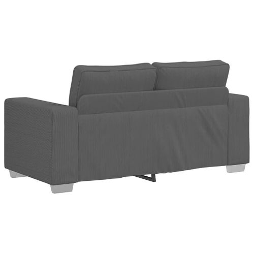 Canapé Causeuse Gris Foncé 120 Cm Tissu Velours Côtelé