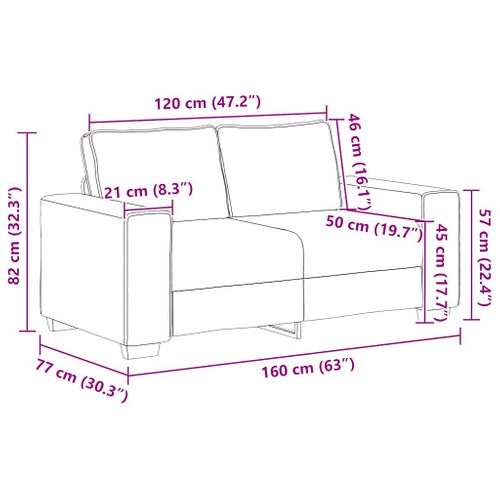 Canapé Causeuse Gris Foncé 120 Cm Tissu Velours Côtelé