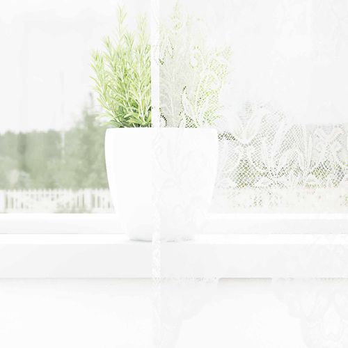 Rideau En Dentelle Floral Blanc 180 X 150 Cm Polyester