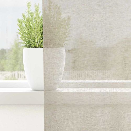 Rideau En Voile 2 Pièces Couleur Sable 225 X 140 Cm Polyester