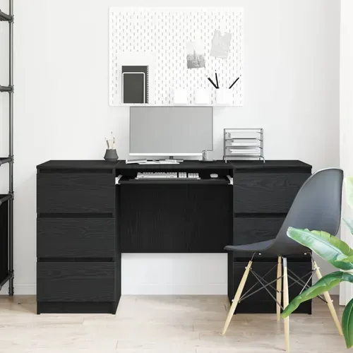Bureau Chêne Noir Bois Contreplaqué 140 X 50 X 76 Cm Durable