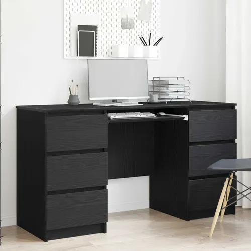 Bureau Chêne Noir Bois Contreplaqué 140 X 50 X 76 Cm Durable