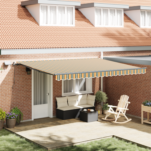 Store Manuel Rétractable LED Vert Et Jaune 450x350 Cm