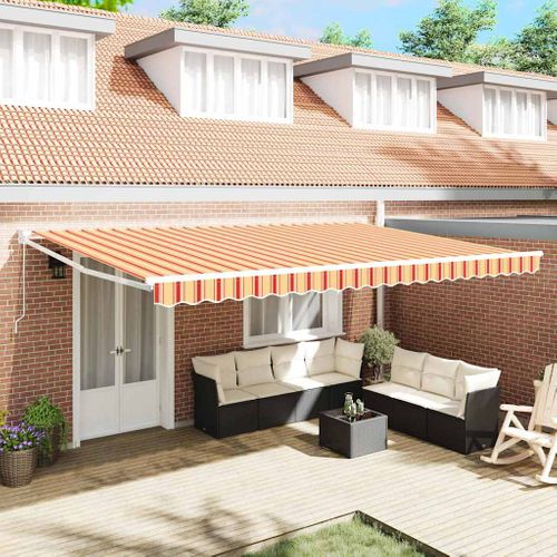 Auvent Rétractable Jaune Et Orange 500 × 300 Cm Tissu Et Métal