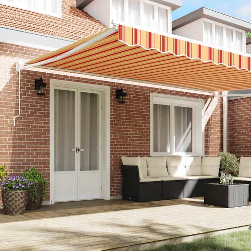 Auvent Rétractable Jaune Et Orange 500 × 300 Cm Tissu Et Métal