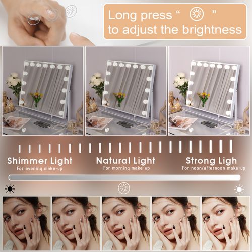 Miroir De Maquillage Hollywood Coiffeuse Avec Lumineux 65x49cm - Tournante