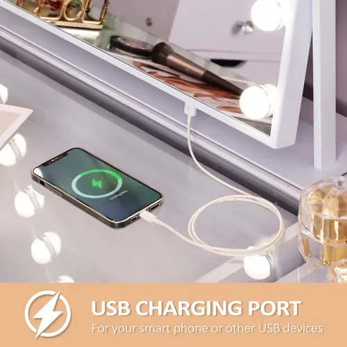 Miroir De Maquillage Hollywood Coiffeuse Avec Lumineux 65x49cm - Tournante