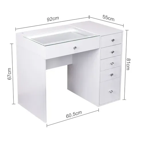 VANITII Coiffeuse avec Miroir LED 6 Tiroirs Blanc 92 x 55 x 139 cm