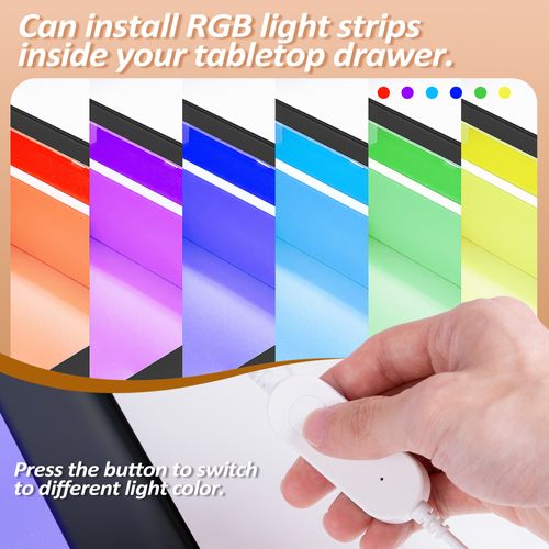 VANITII Coiffeuse LED Éclairage RGB 5 Tiroirs Blanc 130 x 40 x 81 cm