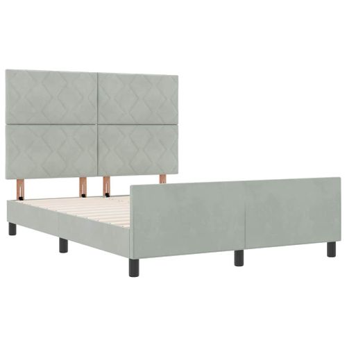 Cadre De Lit Avec Tête De Lit Gris Clair 140 X 190 Cm Velours