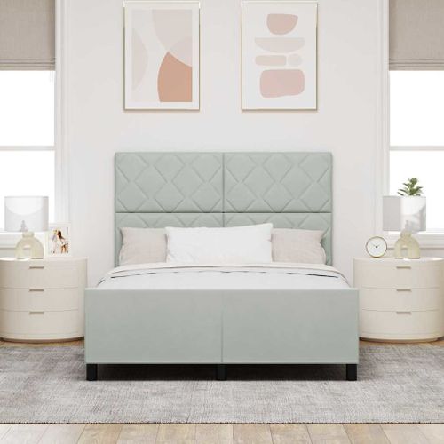 Cadre De Lit Avec Tête De Lit Gris Clair 140 X 190 Cm Velours