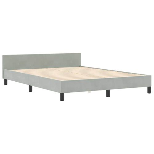 Cadre De Lit Avec Tête De Lit Gris Clair 140 X 190 Cm Velours