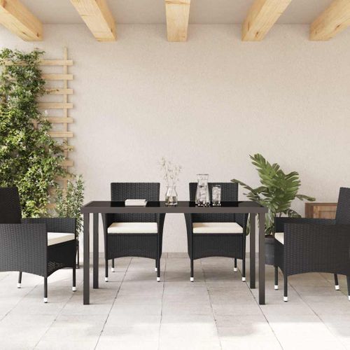 Table De Jardin Noir 140 X 80 X 73 Cm Teck Massif