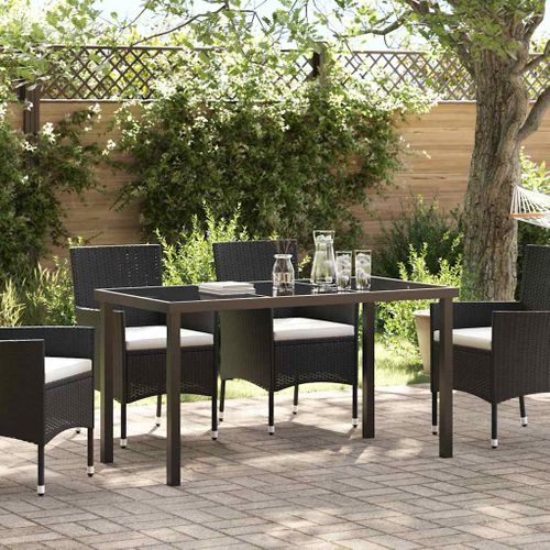 Table De Jardin Noir 140 X 80 X 73 Cm Teck Massif