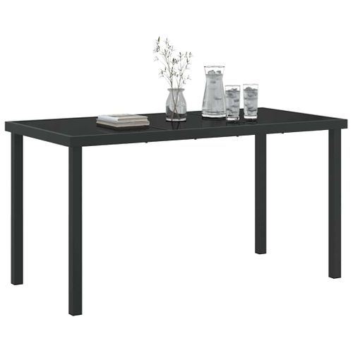 Table De Jardin Noir 140 X 80 X 73 Cm Teck Massif