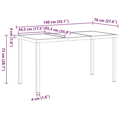 Table De Jardin Noir 140 X 80 X 73 Cm Teck Massif