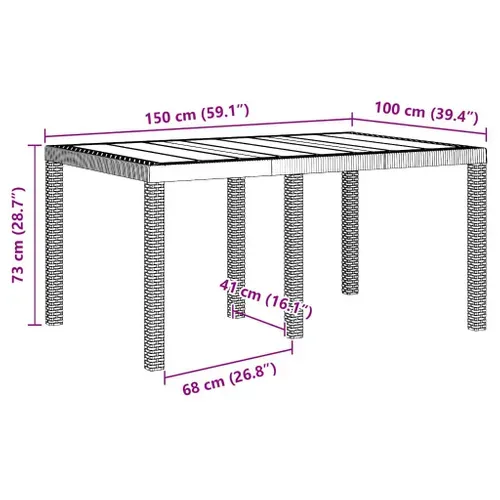 Table De Jardin Pour Repas Blanc 150 X 100 X 73 Cm Polyrotin