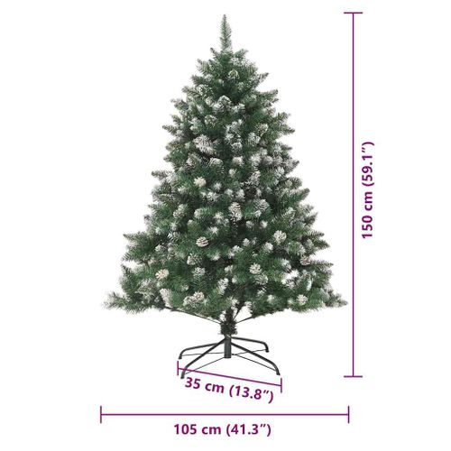 Sapin De Noël Artificiel Vert 150 Cm Pvc, Plastique Et Acier