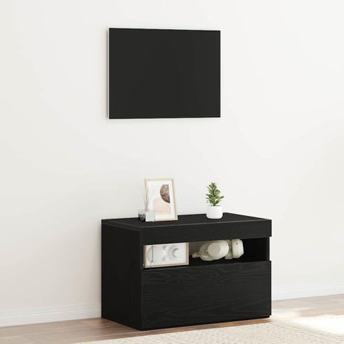 Cabinet De Chevet Chêne Noir 60 X 35 X 40 Cm Bois D'ingénierie