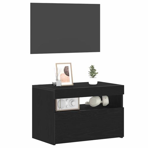 Cabinet De Chevet Chêne Noir 60 X 35 X 40 Cm Bois D'ingénierie