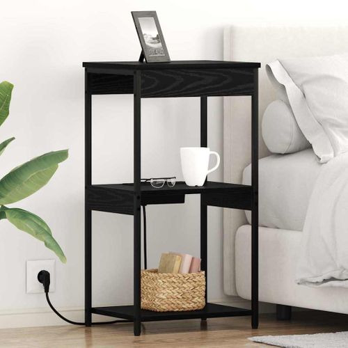 Cabinet De Chevet Chêne Noir 41 X 31 X 76 Cm Bois D'ingénierie