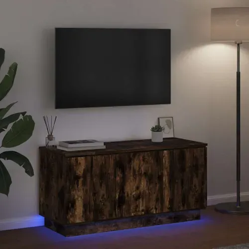 Meuble TV Chêne Fumé 100 X 38 X 49 Cm Bois D'ingénierie