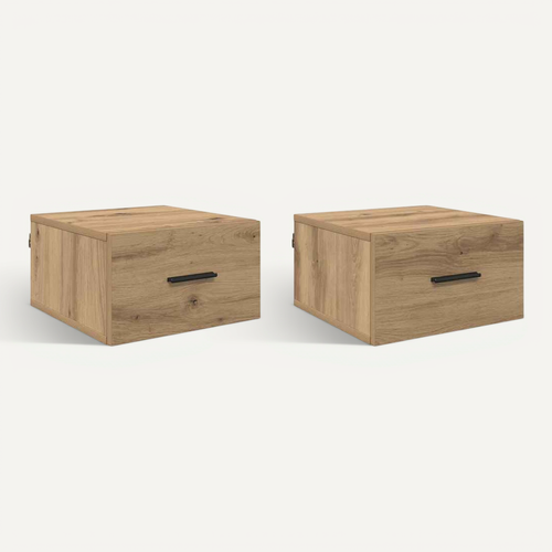 Cabinet De Chevet 2 Pièces Chêne Artisanal 35 X 35 X 20 Cm