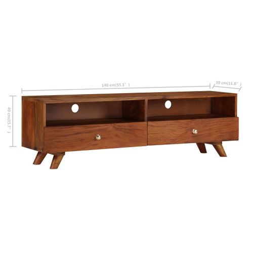Meuble TV Bois De Récupération Solide 140x30x40 Cm