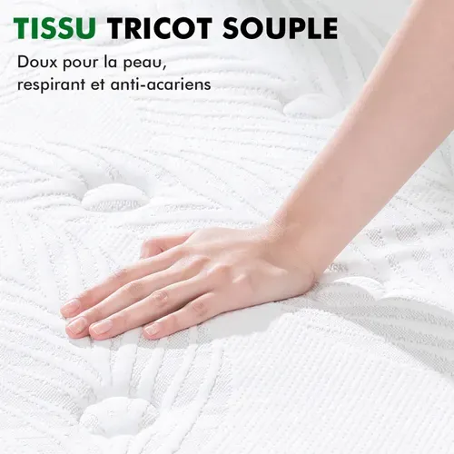 Matelas à Ressorts Ensachés 160x200 cm Epaisseur 22cm, 7 Zones