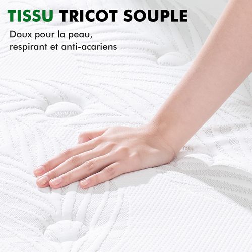 Matelas à Ressorts Ensachés 90x200 cm Epaisseur 25cm, 7 Zones