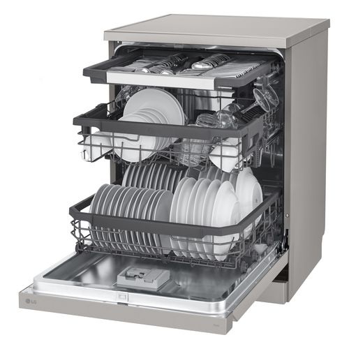 Lave-vaisselle pose libre LG DF355FP 14 couverts Platinium vue de profil