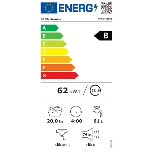 Lave-linge Frontal 20 kg 1000 trs/mn Noir - F20p12bst