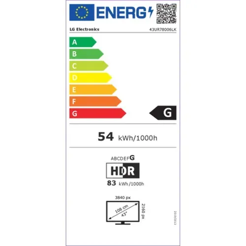 Téléviseur LED 43'' (108 cm) 4K UHD Smart TV - 43ur7800