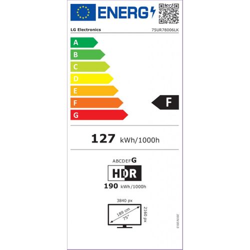 Téléviseur LED 75" (189 cm) 4k Ultra HD  75ur78006lk - HDR