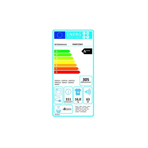 Sèche linge hublot LG RH6P12WH 16kg