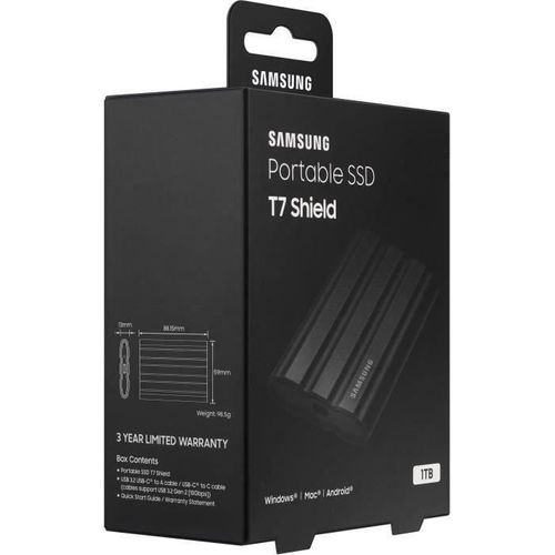 Disque Ssd Externe  Portable T7 Shield Mu Pe1t0s Eu Usb Type C 1 To Noir