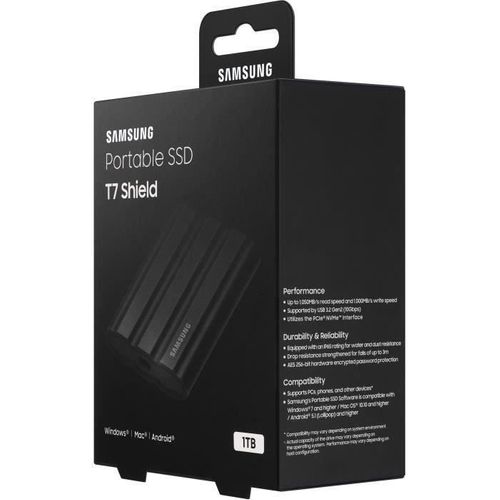 Disque Ssd Externe  Portable T7 Shield Mu Pe1t0s Eu Usb Type C 1 To Noir