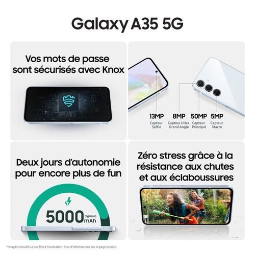 Smartphone  Galaxy A35 6,6" 5g Nano Sim 128 Go Bleu Nuit