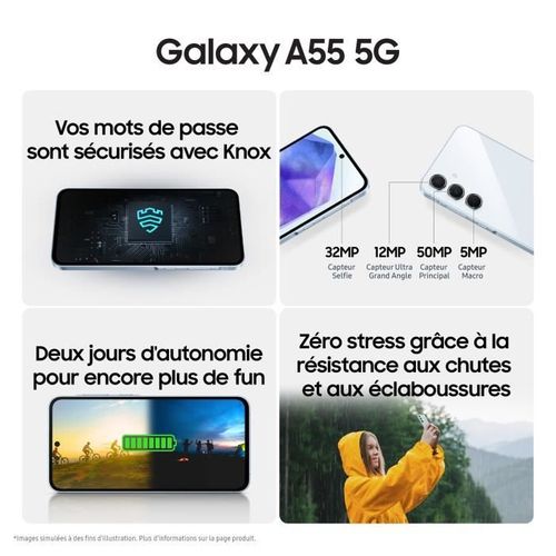 Smartphone  Galaxy A55 6,6" 5g Nano Sim 128 Go Bleu Nuit