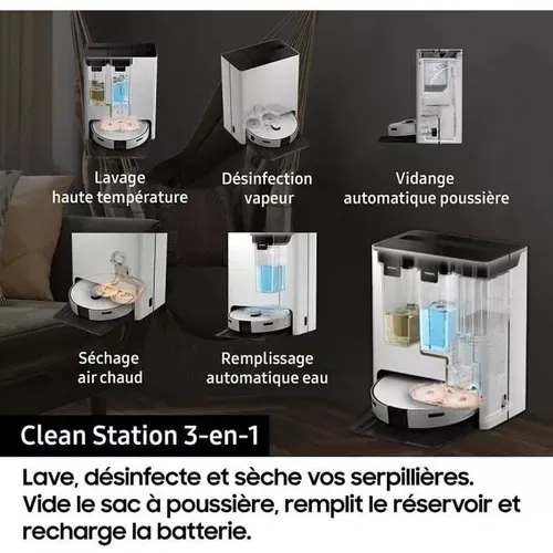 Aspirateur Robot Laveur - Jet Bot Combo Ai Vr7md97a14g - Clean Station Désinfection Vapeur - Recon