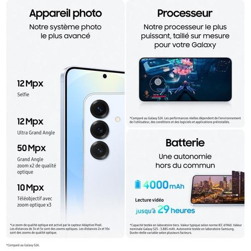 Galaxy S25 Ai Smartphone 256 Go Gris