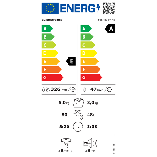 Lave-linge Séchant 8/5kg 1400 Tours/min F854b16whs
