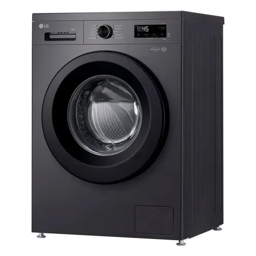 Lave-linge hublot LG F94B15MBS 9kg Noir vue de profil