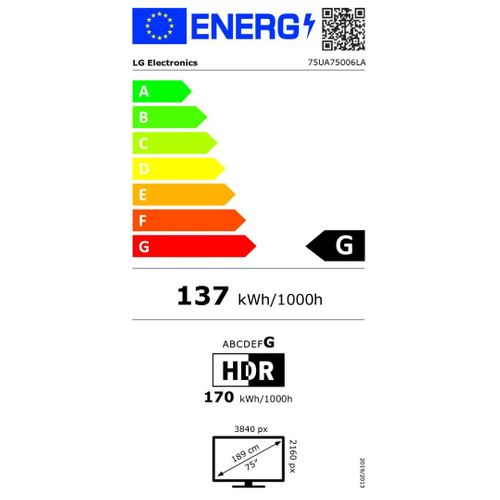 Téléviseur LED 75" (189 cm) 4K UHD Smart TV - 75ua75006la