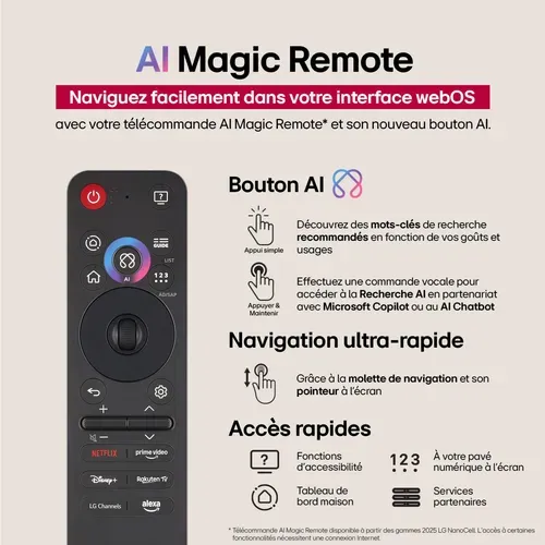 Téléviseur OLED AI 77'' 4K LG 195 cm OLED77B56LA.AEU vue accessoires