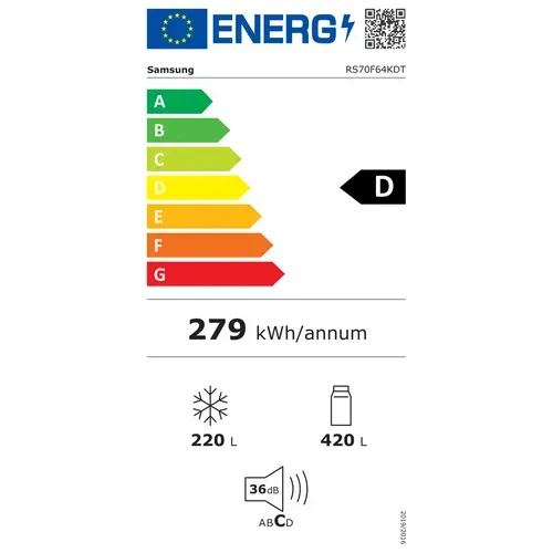 Réfrigérateur Américain 91.2cm 640l Ventilé Rs70f64kdt