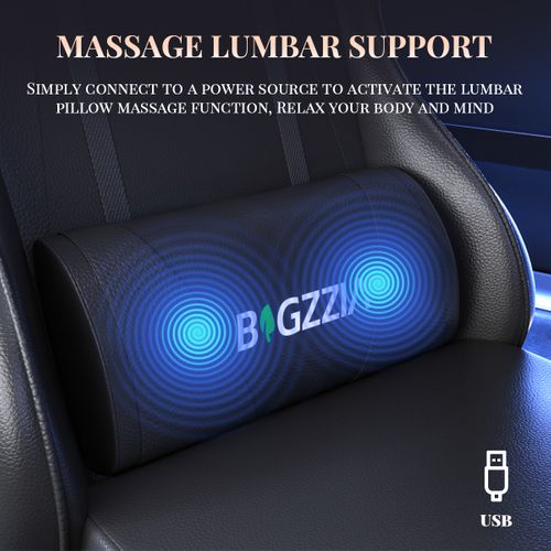 Chaise Gaming, Fauteuil Gamer Avec Massage Lombaire, Chaise De Jeu Repose-pieds, noir